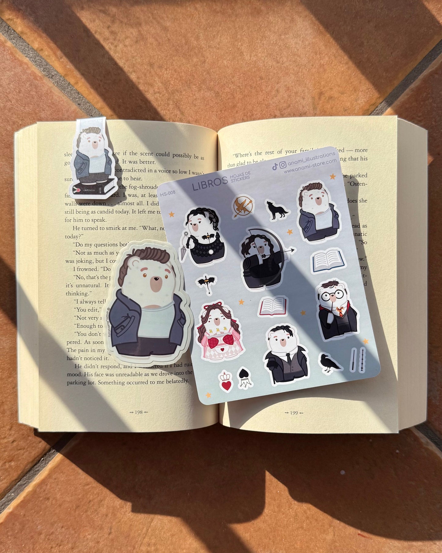 Hoja de stickers de Personajes de Libros