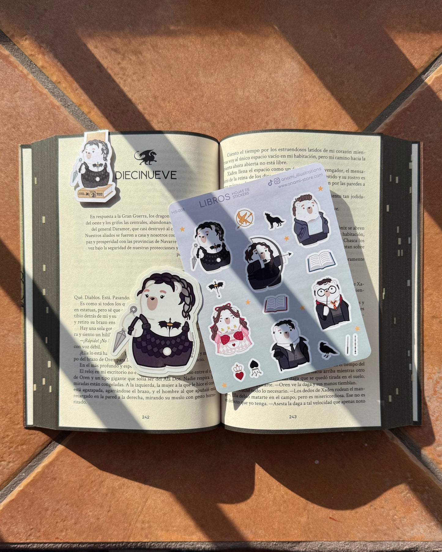 Hoja de stickers de Personajes de Libros