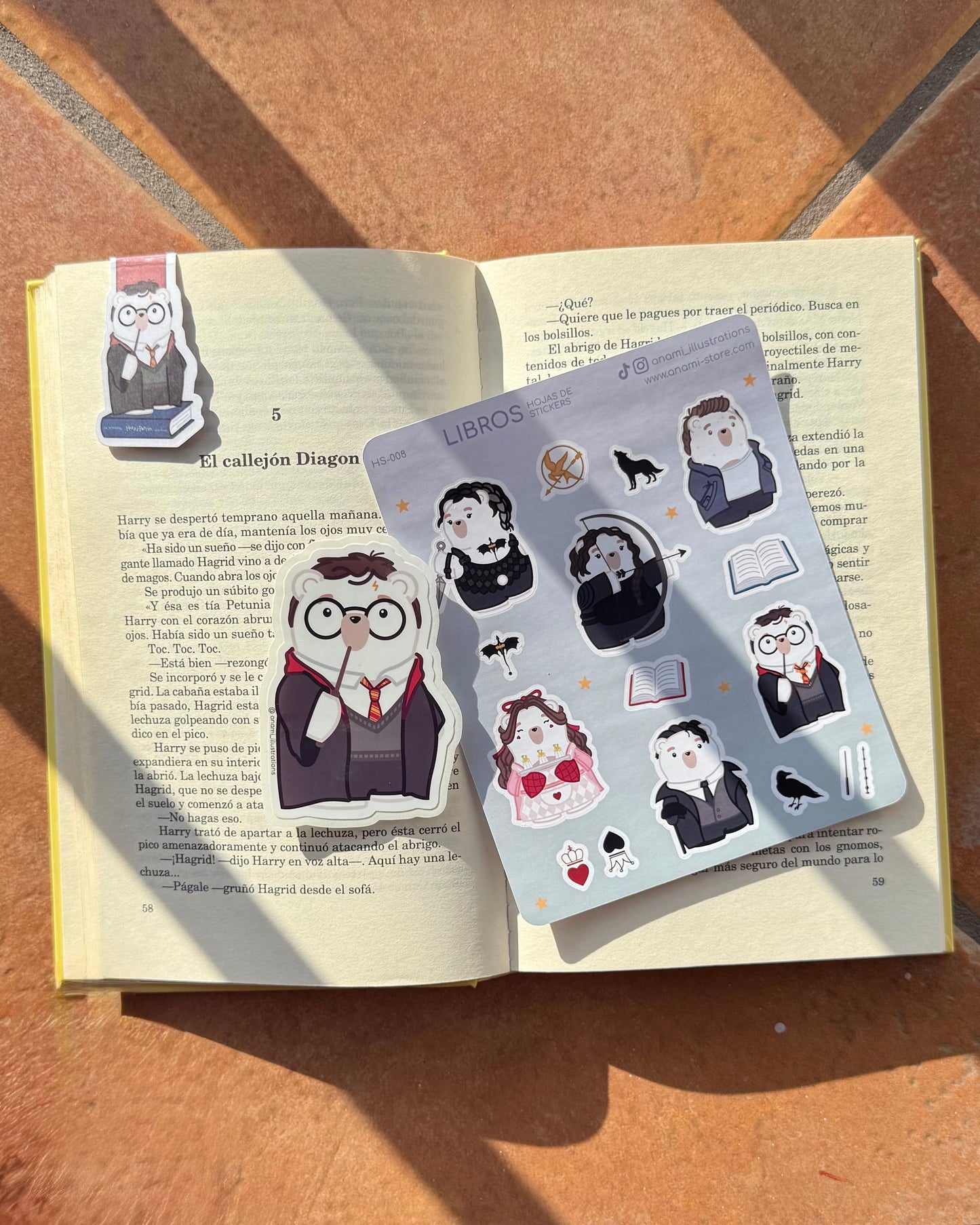 Hoja de stickers de Personajes de Libros
