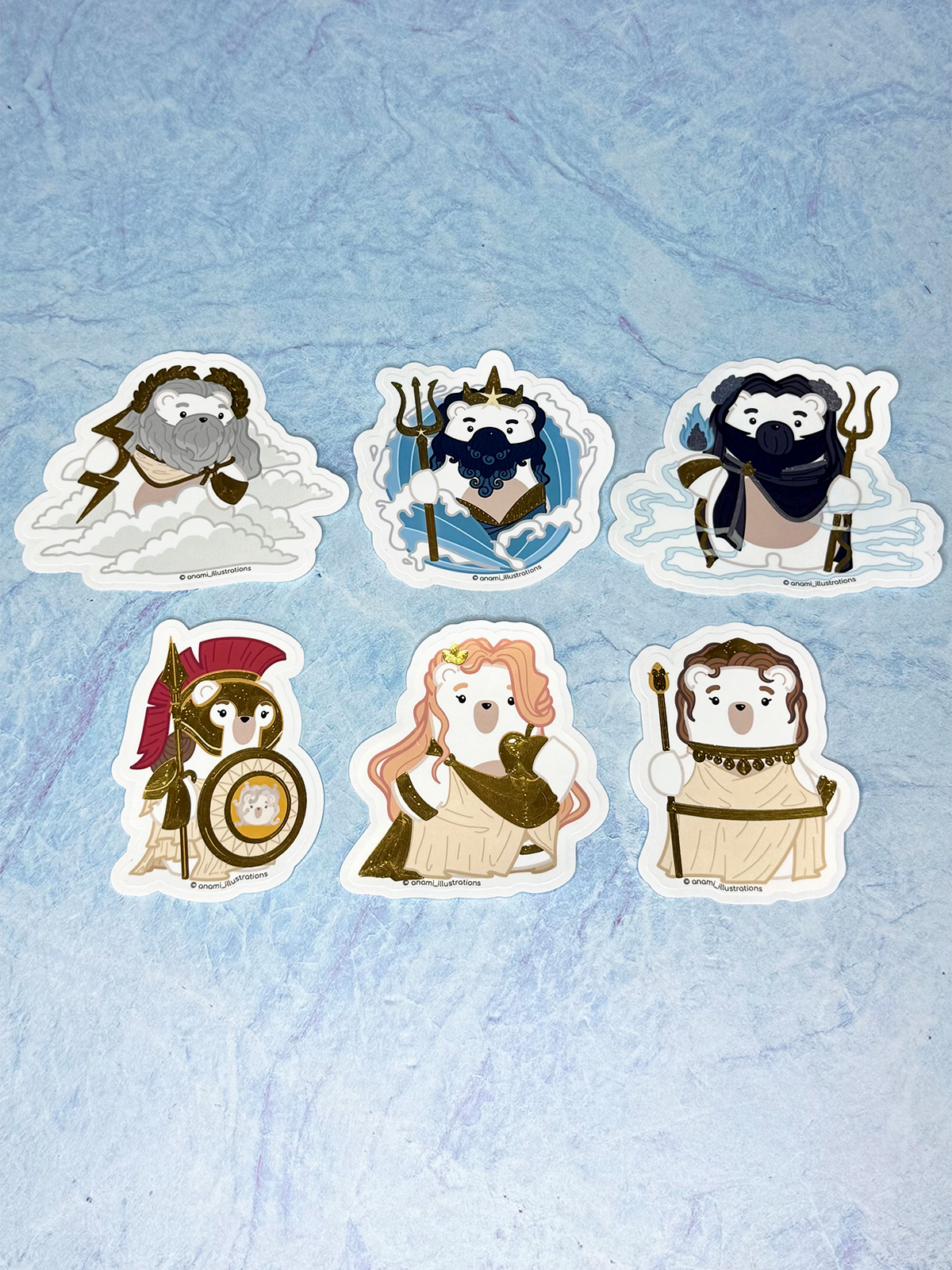 Stickers individuales con Foil de Mitología Griega