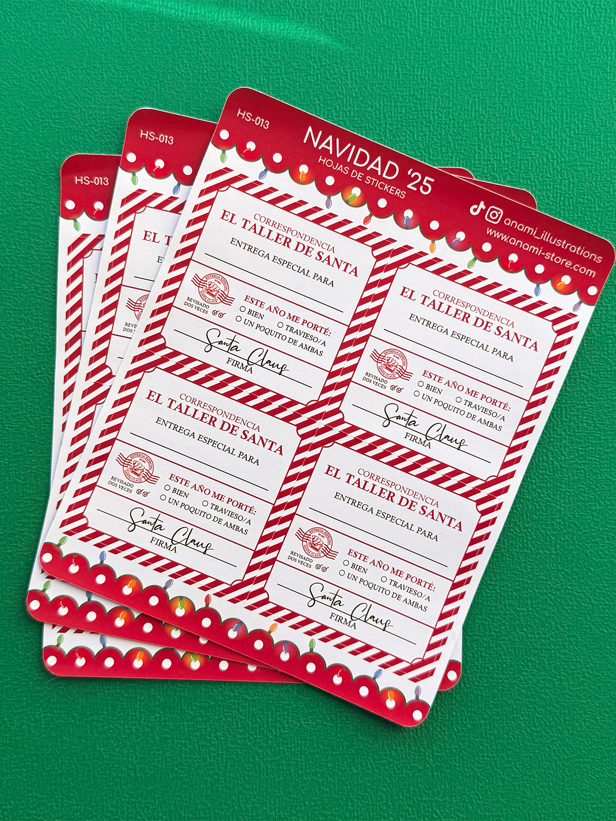 Hoja de stickers de Etiquetas del Taller de Santa