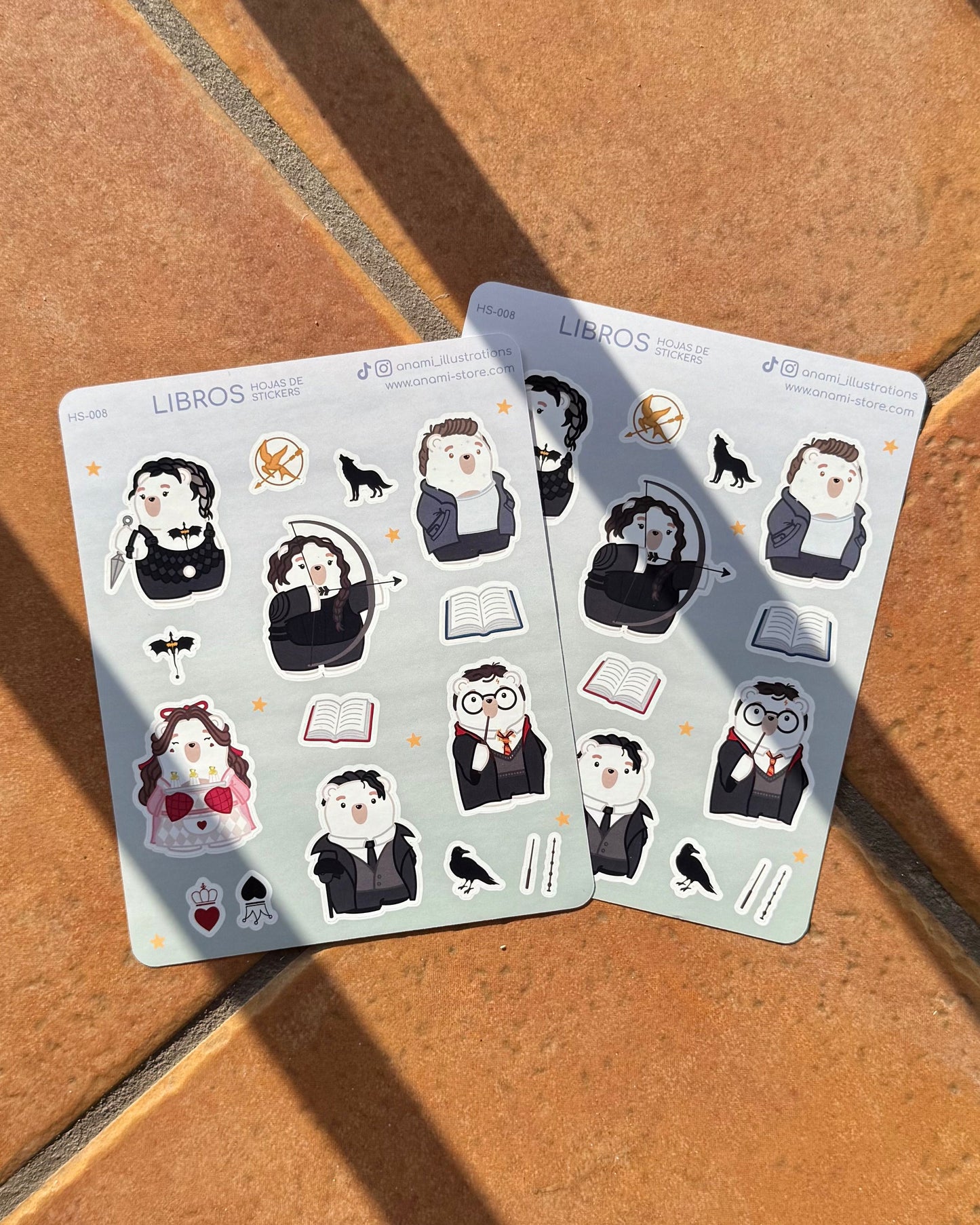 Hoja de stickers de Personajes de Libros