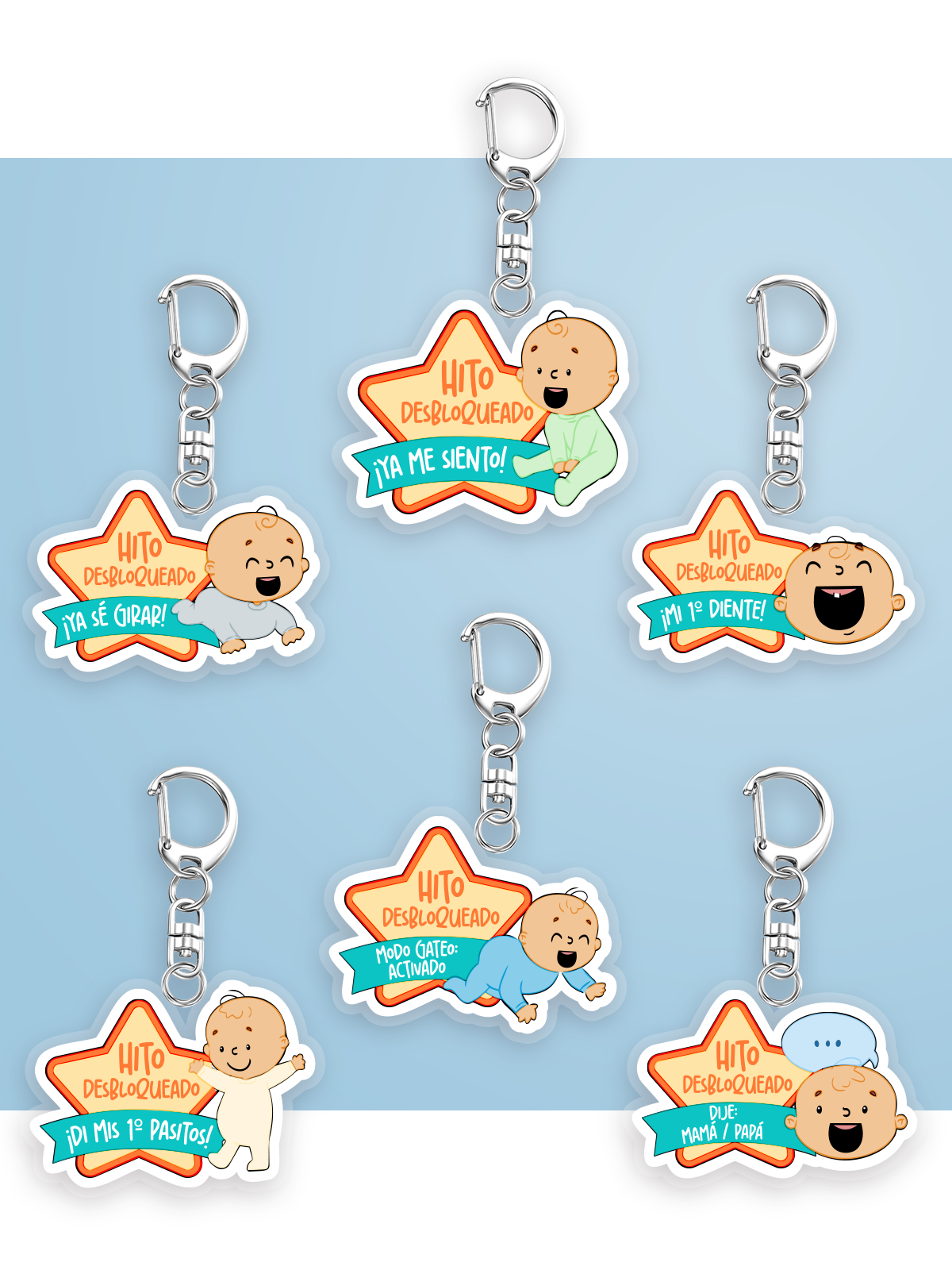Llaveros de Bebés - Versión Hitos Desbloqueados