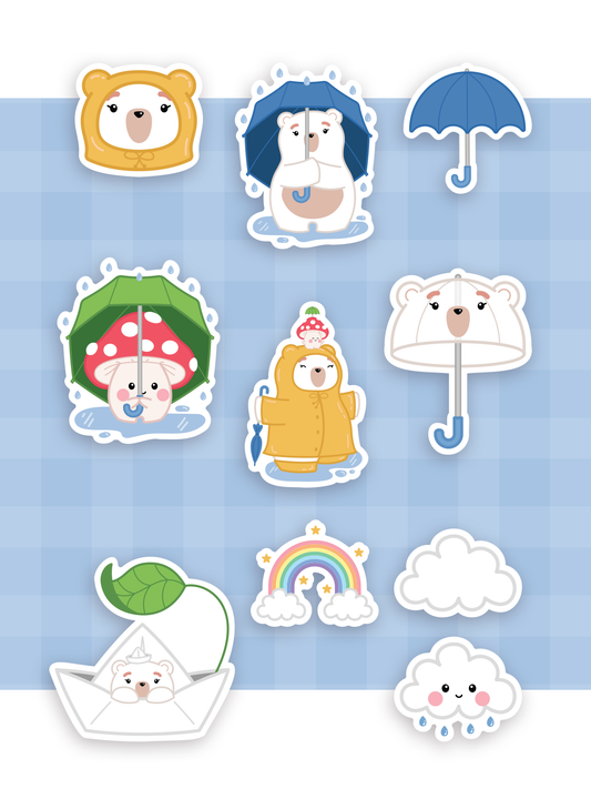 Pack de mini stickers de Lluvia