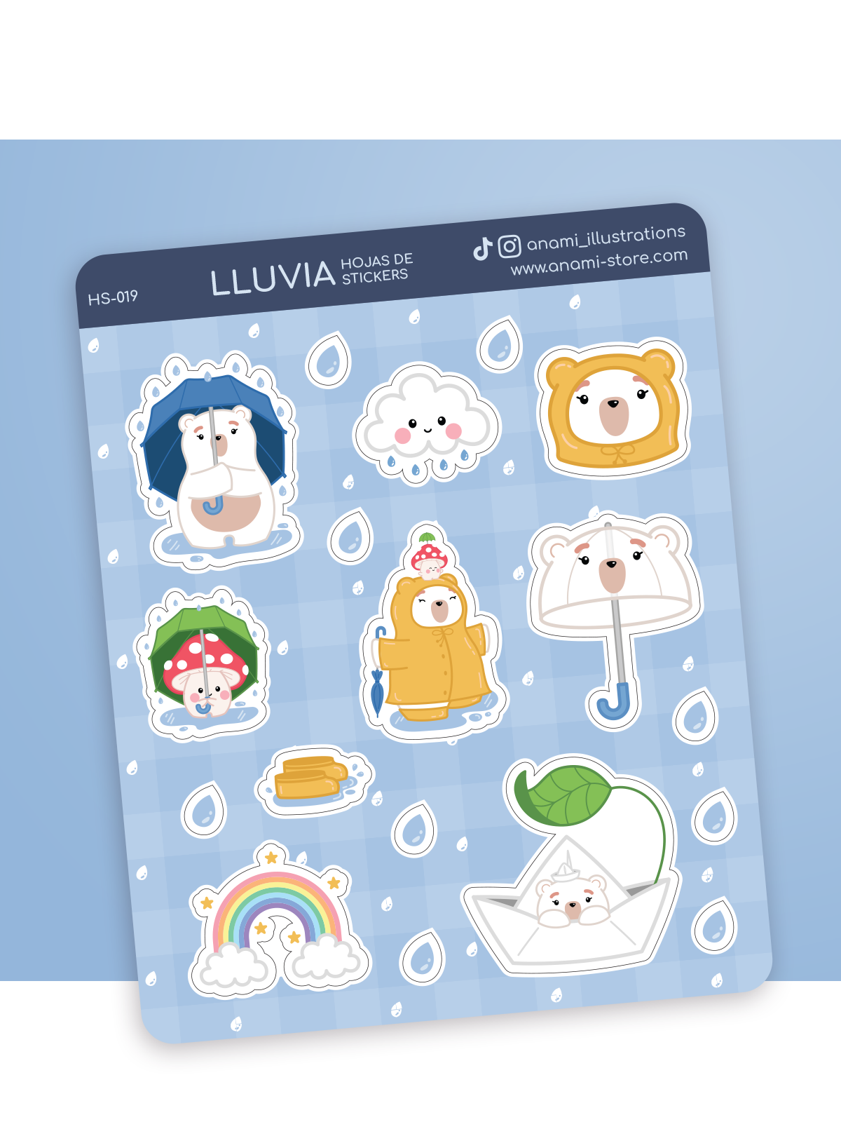 Hoja de stickers de Lluvia