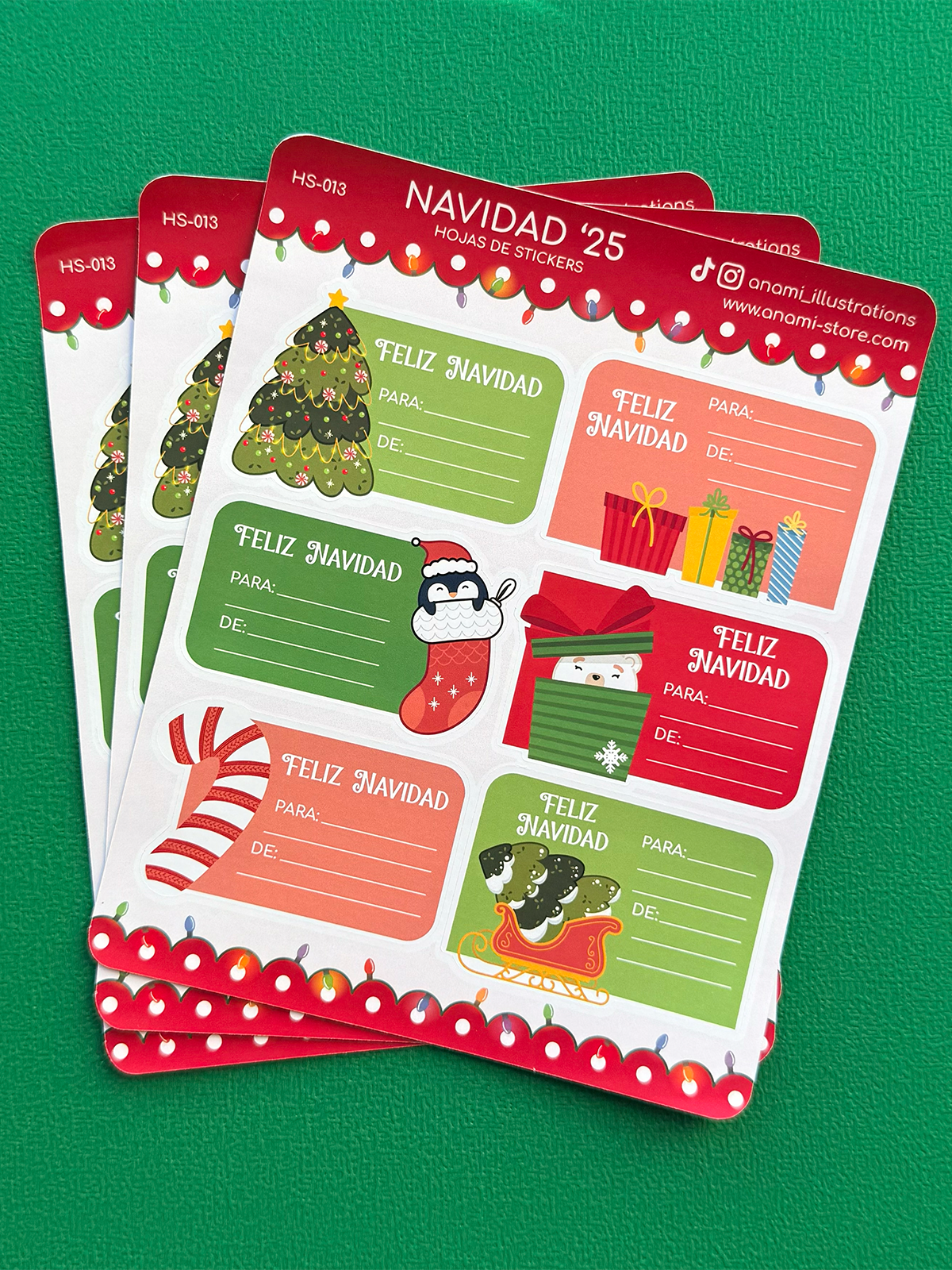 Hoja de stickers de Etiquetas de Navidad