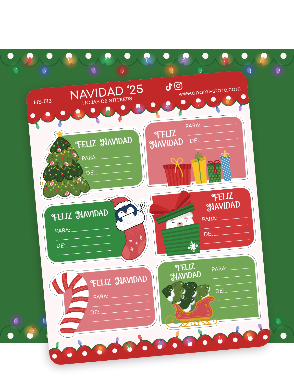 Hoja de stickers de Etiquetas de Navidad