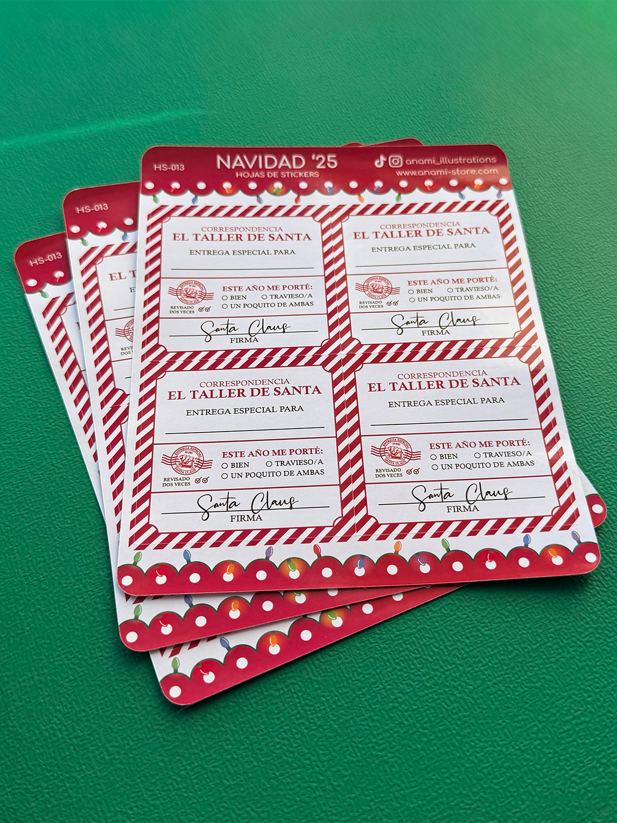 Hoja de stickers de Etiquetas del Taller de Santa