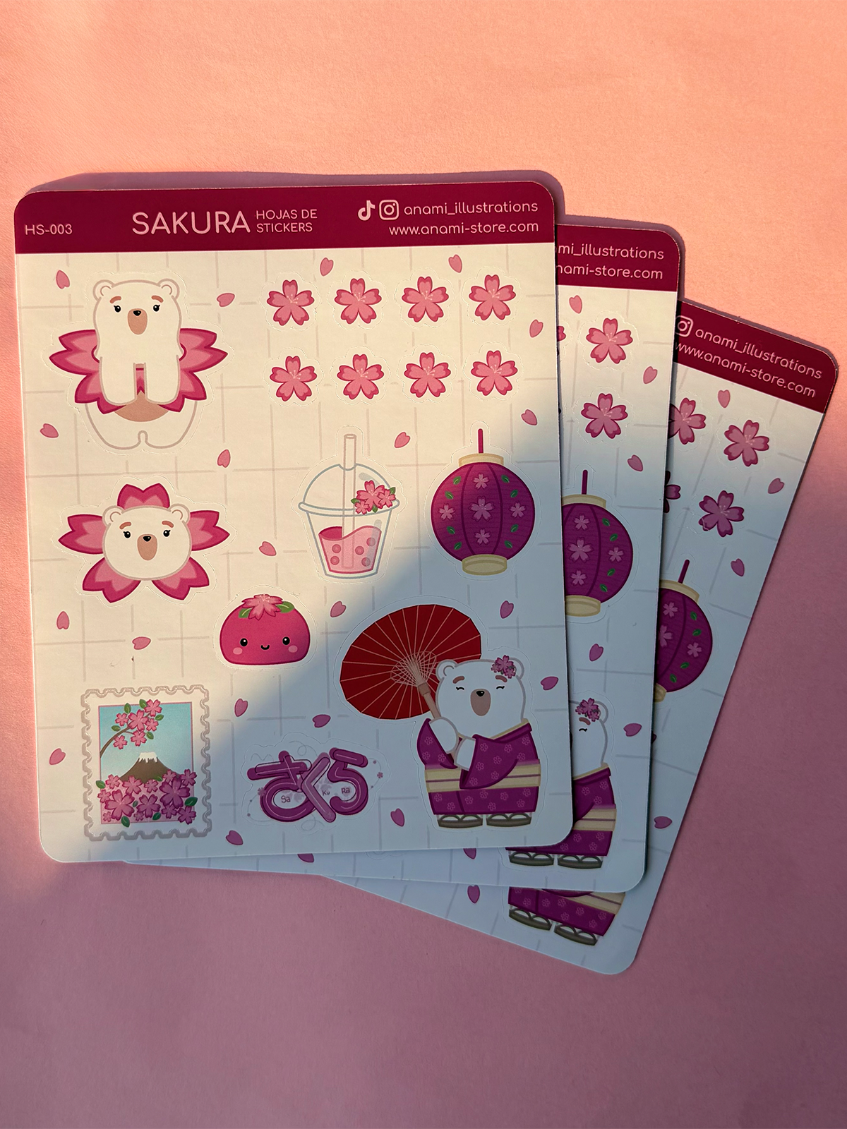 Hoja de stickers de Sakura