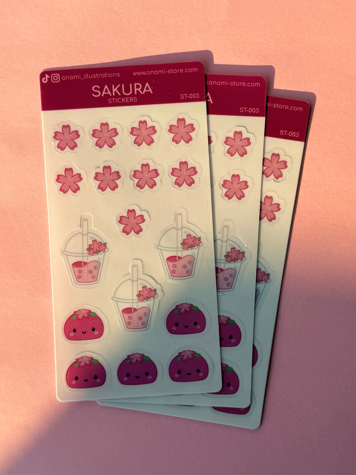Hoja de stickers transparentes de Sakura