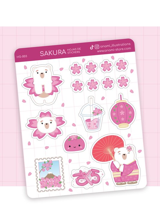 Hoja de stickers de Sakura
